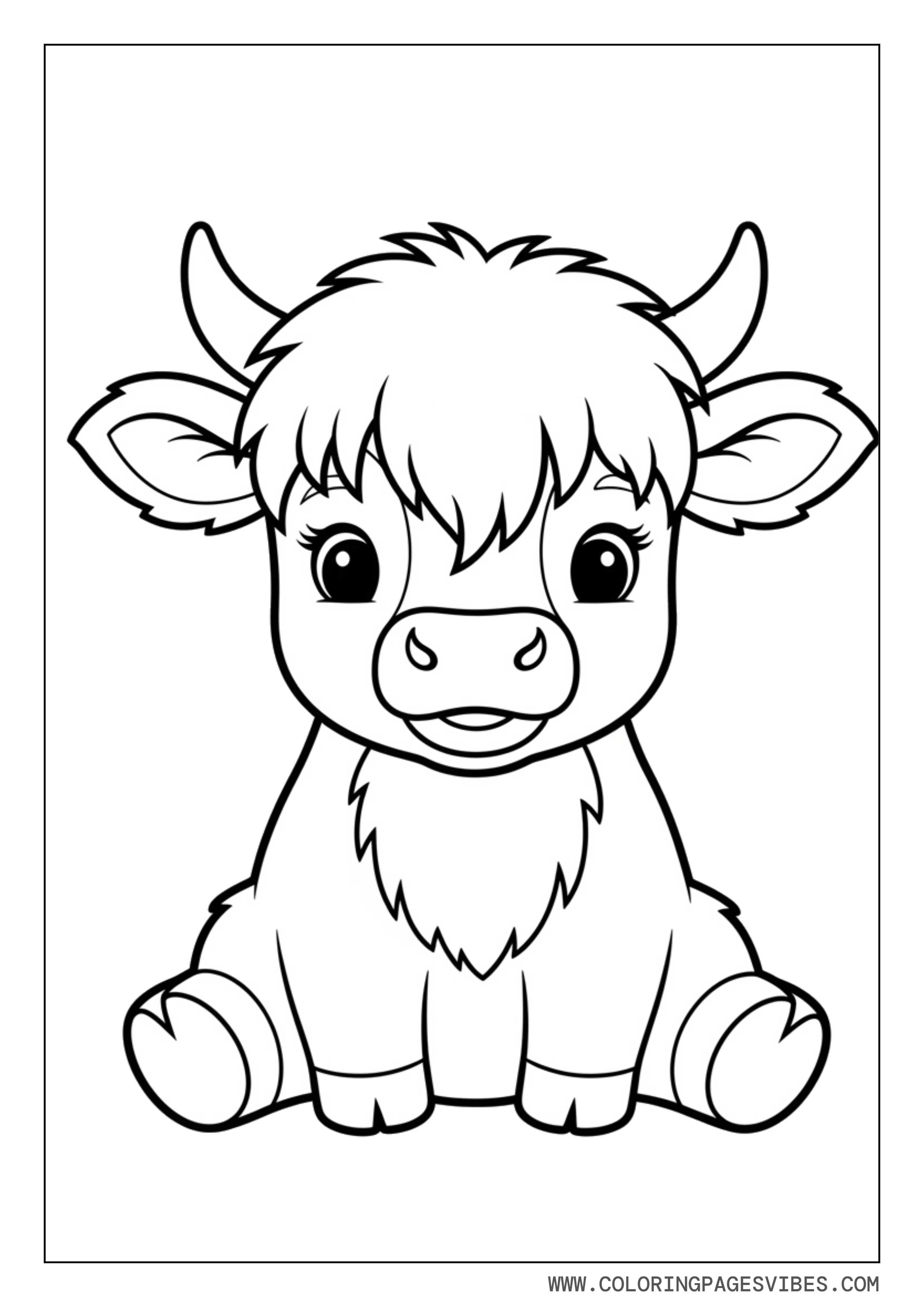 Sitting Baby Highland Cow