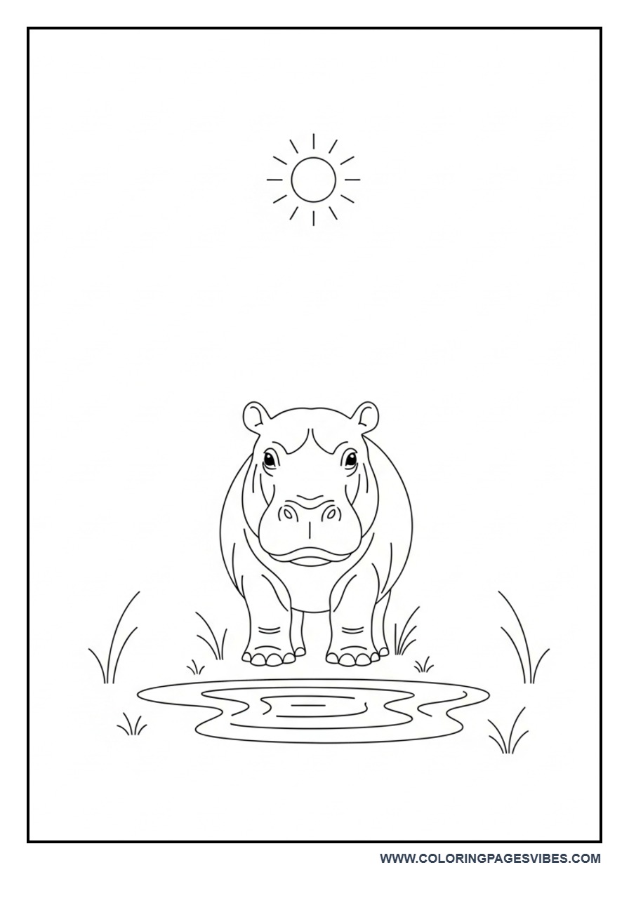 Baby Hippo Near Water