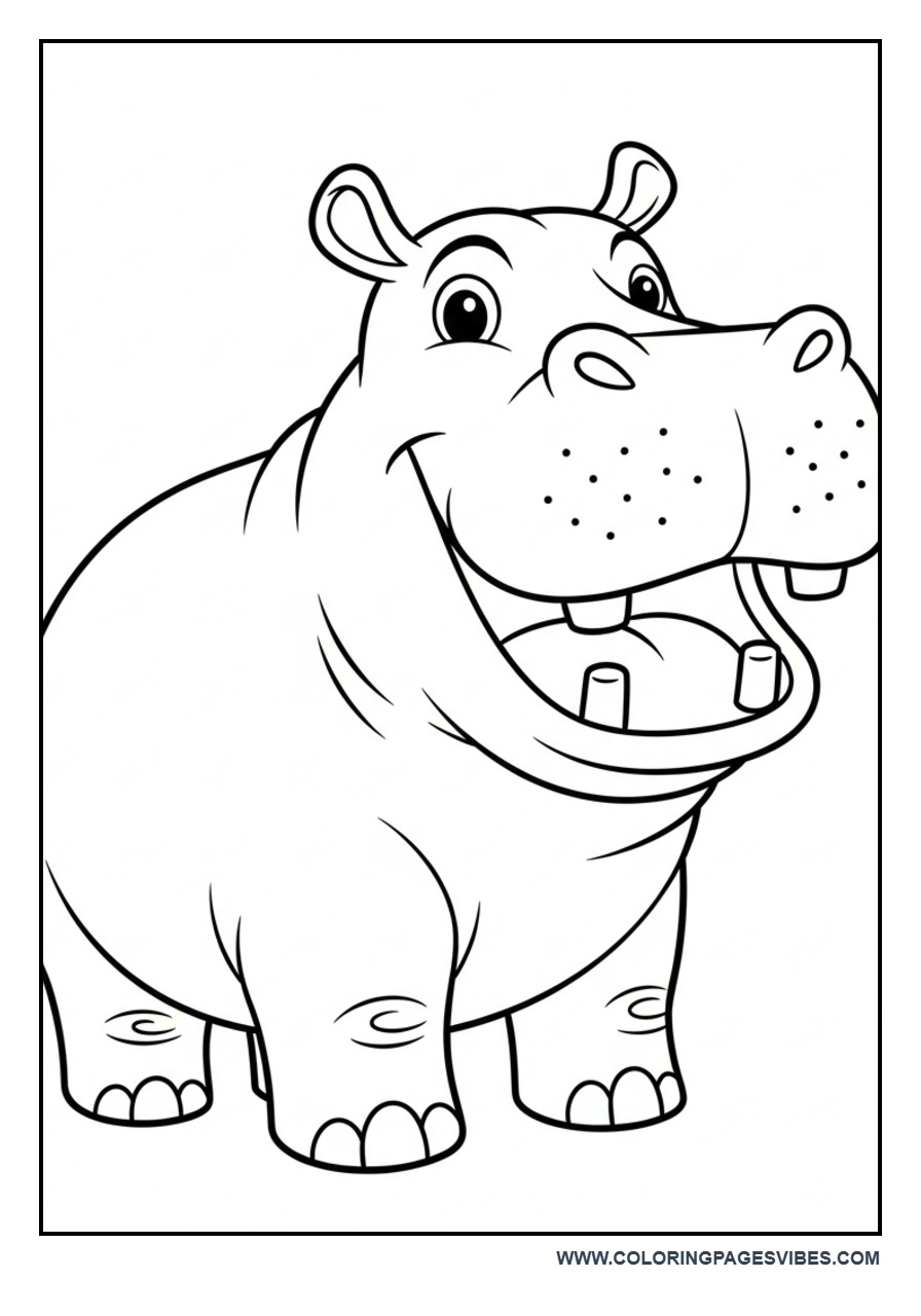 Cute Hippo with Open Mouth