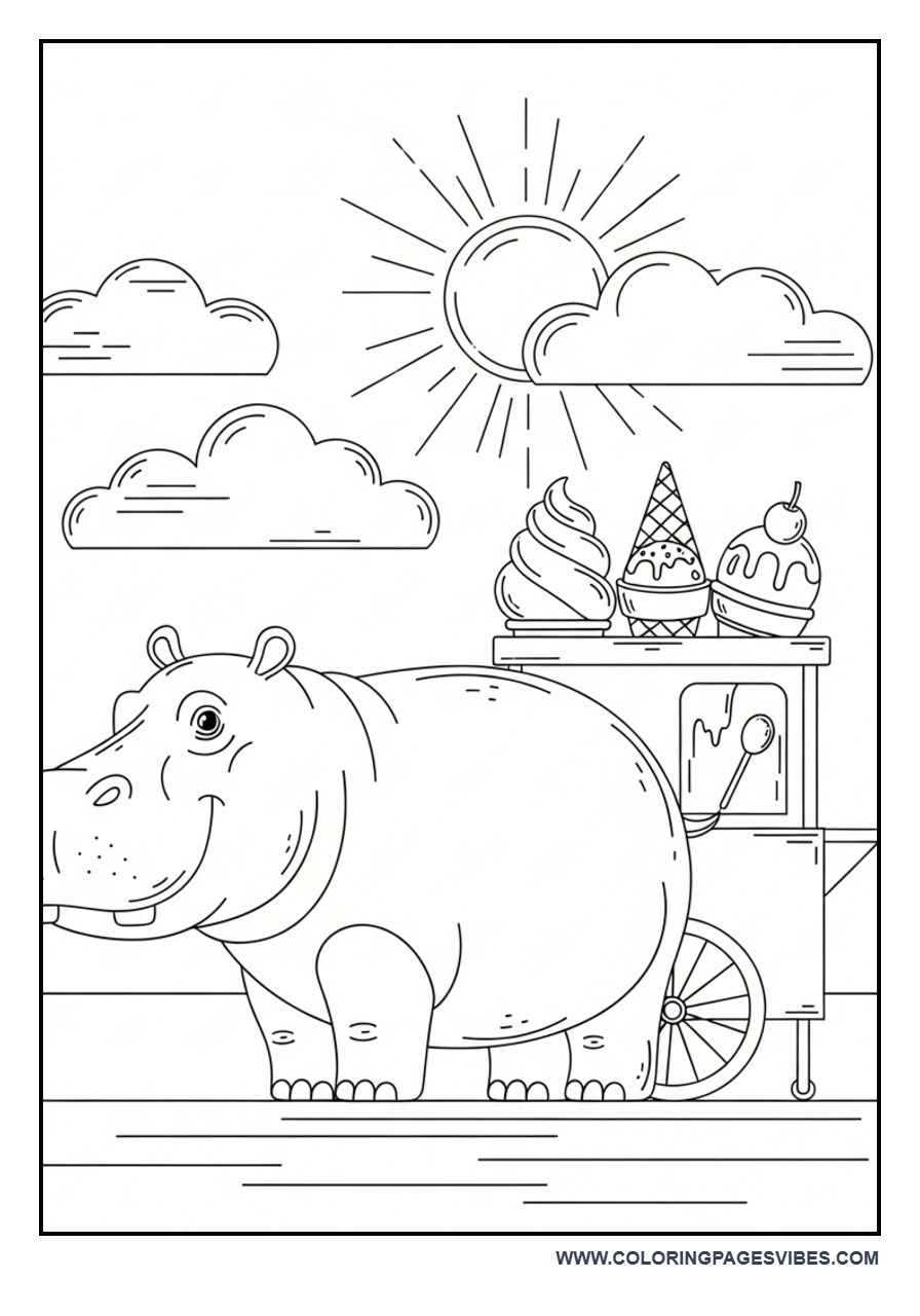 Hippo at Ice Cream Cart