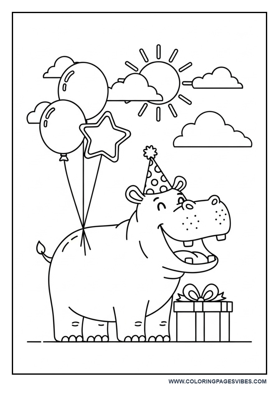 Hippo Birthday Party Scene