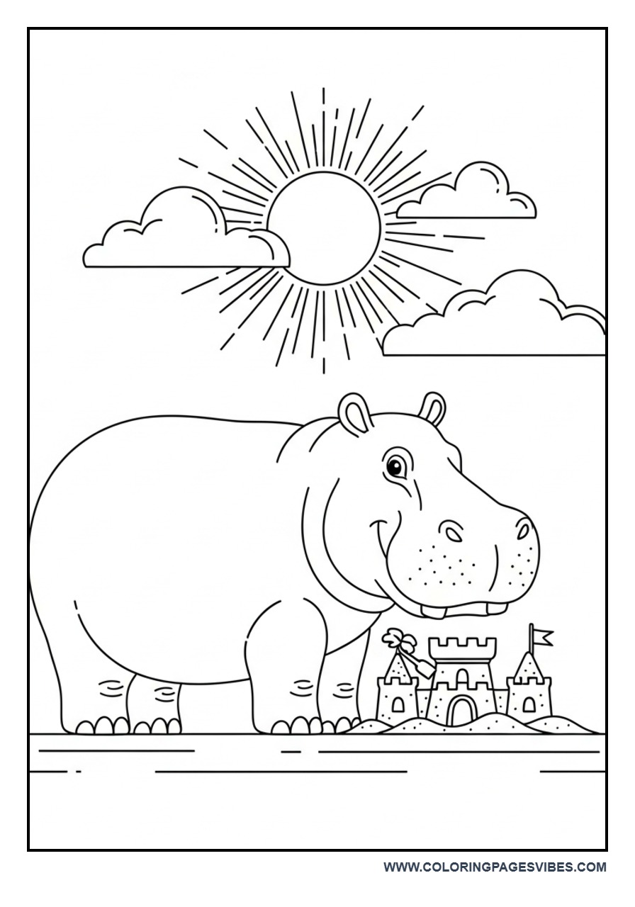 Hippo Building Sandcastle