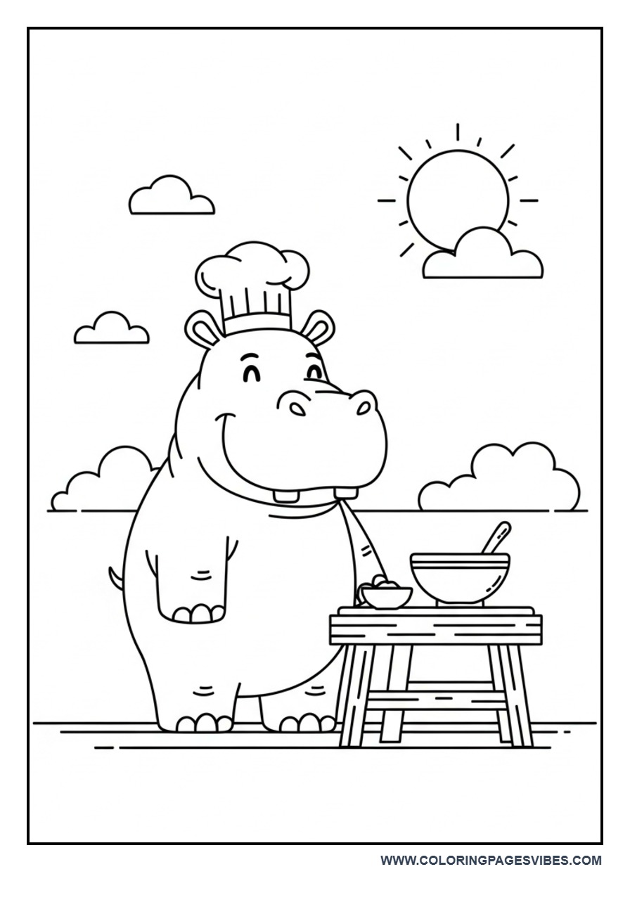 Hippo Cooking Scene