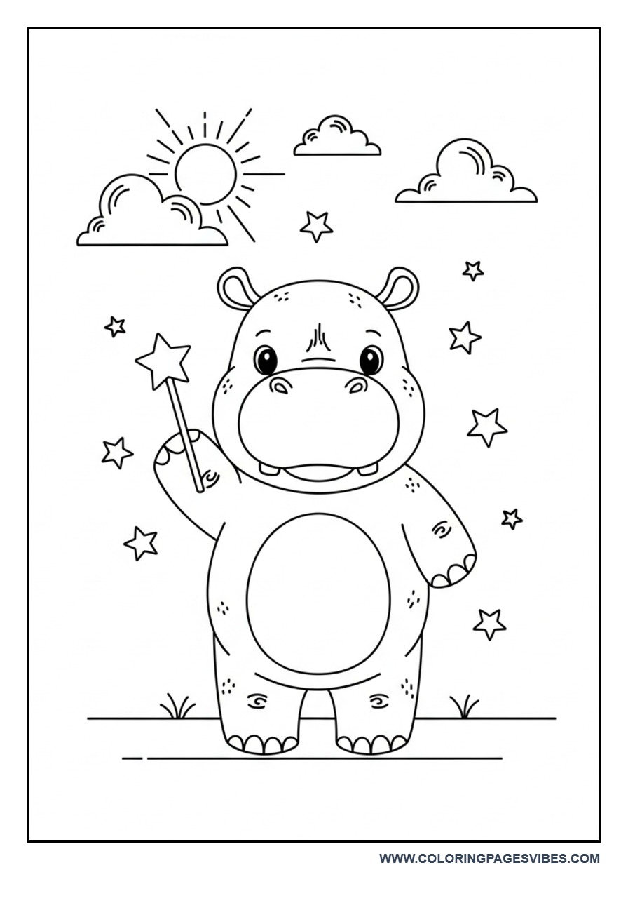 Hippo Holding a Star Wand
