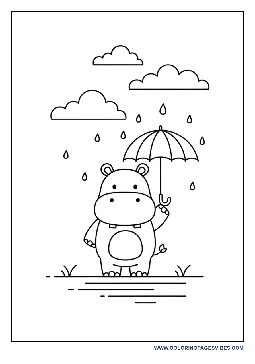 Hippo in Rainy Day