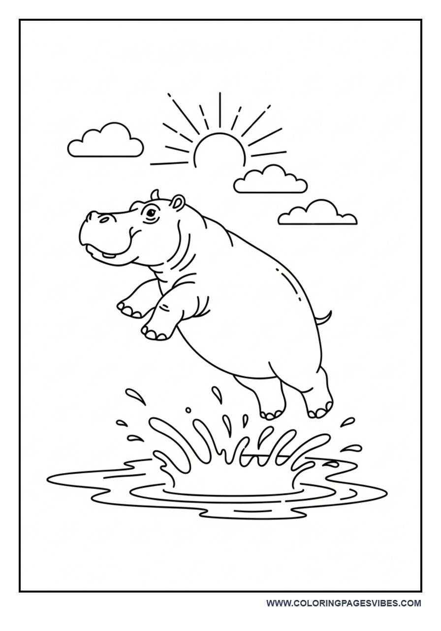 Hippo Jumping in Water