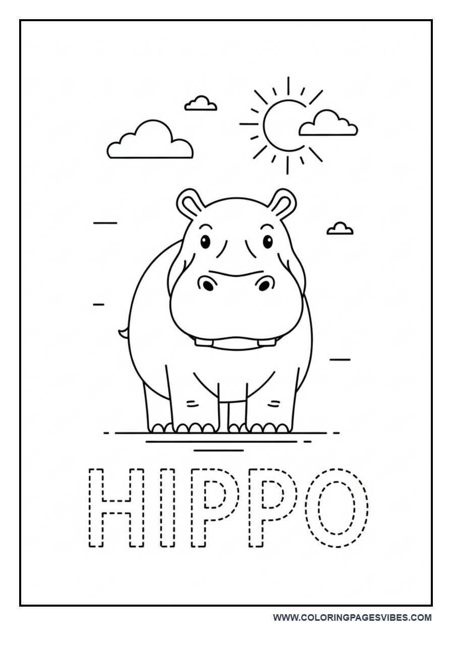 Hippo Name Tracing Page