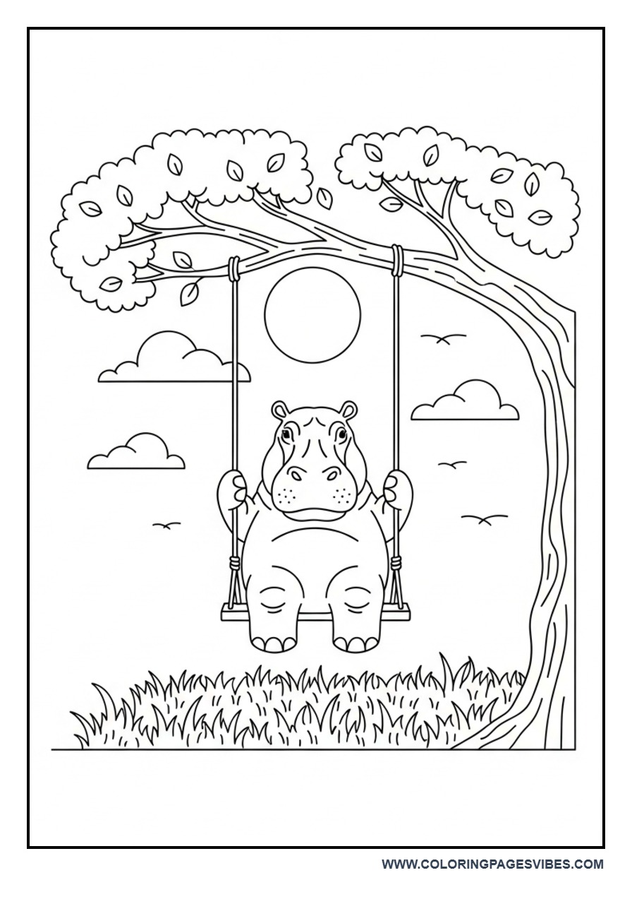 Hippo on Swing