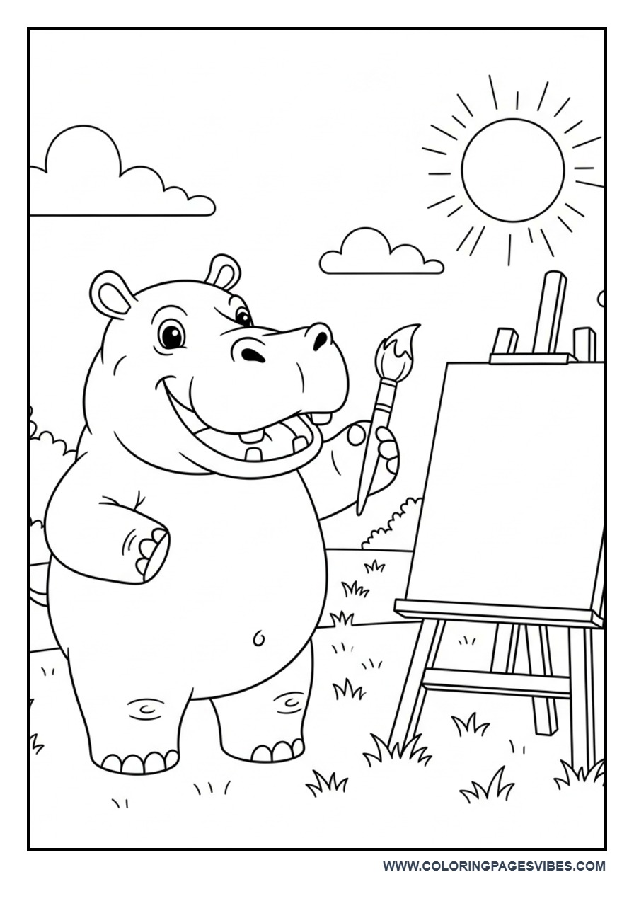 Hippo Painting Art