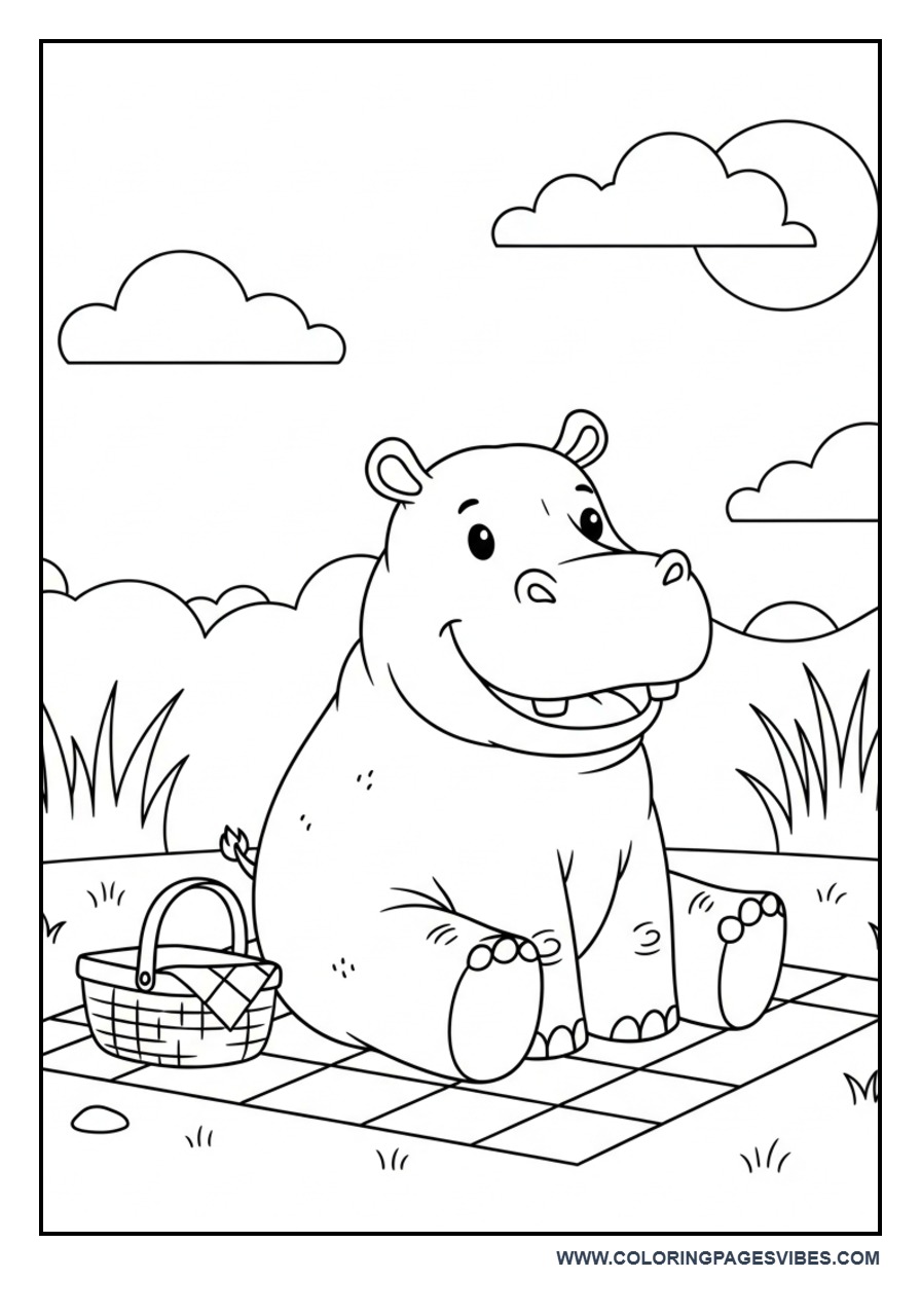 Hippo Picnic Scene