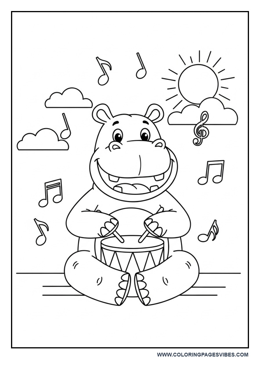 Hippo Playing Drum