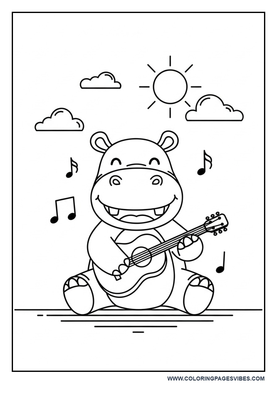 Hippo Playing Guitar