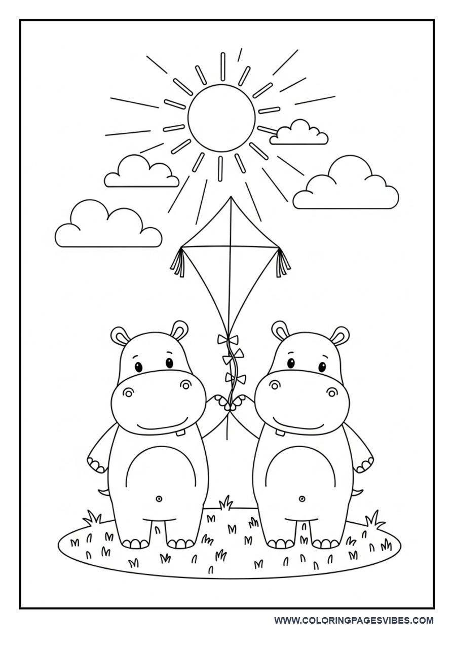 Hippo Playing with a Kite Friend