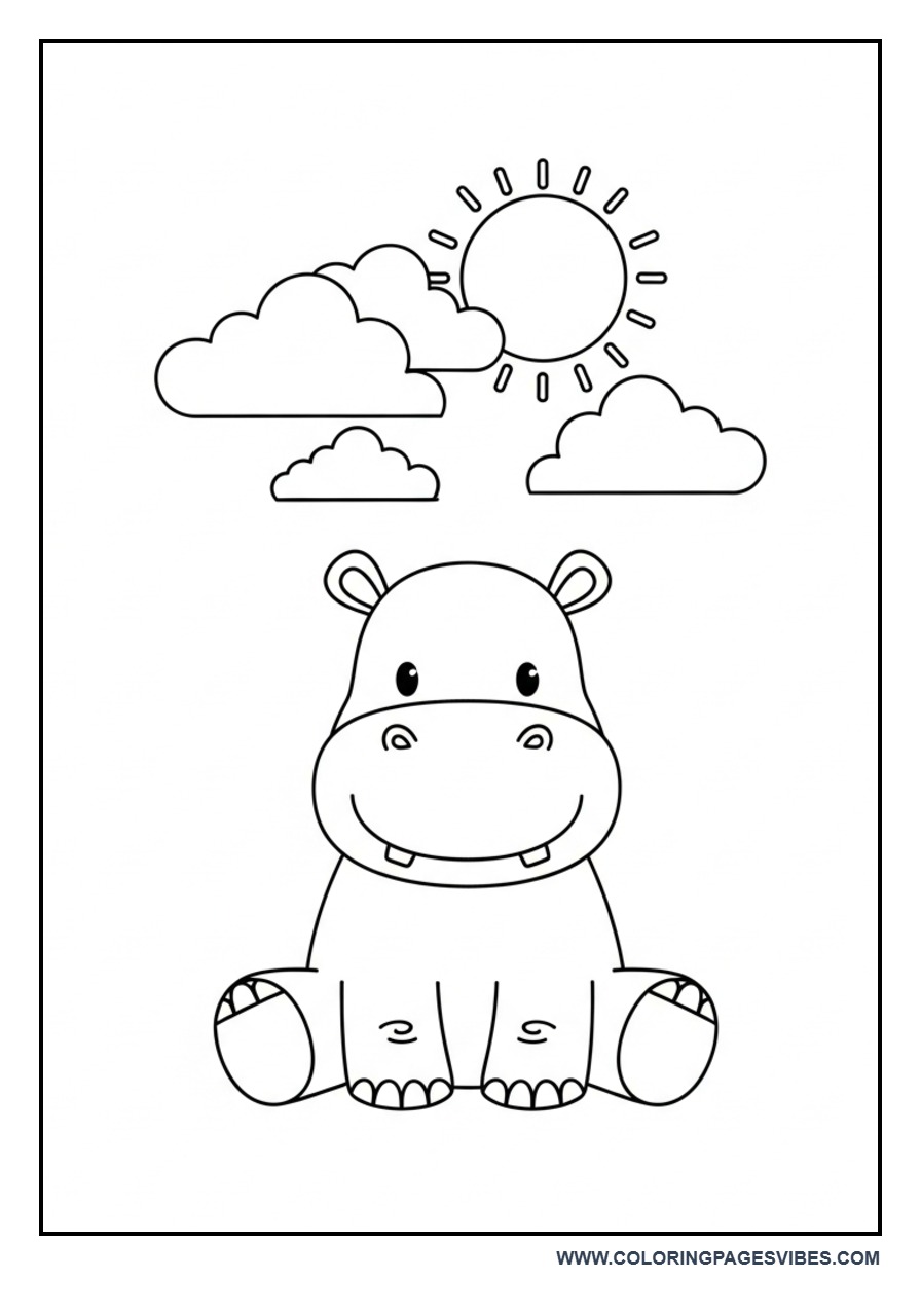 Hippo Under Cloudy Sky