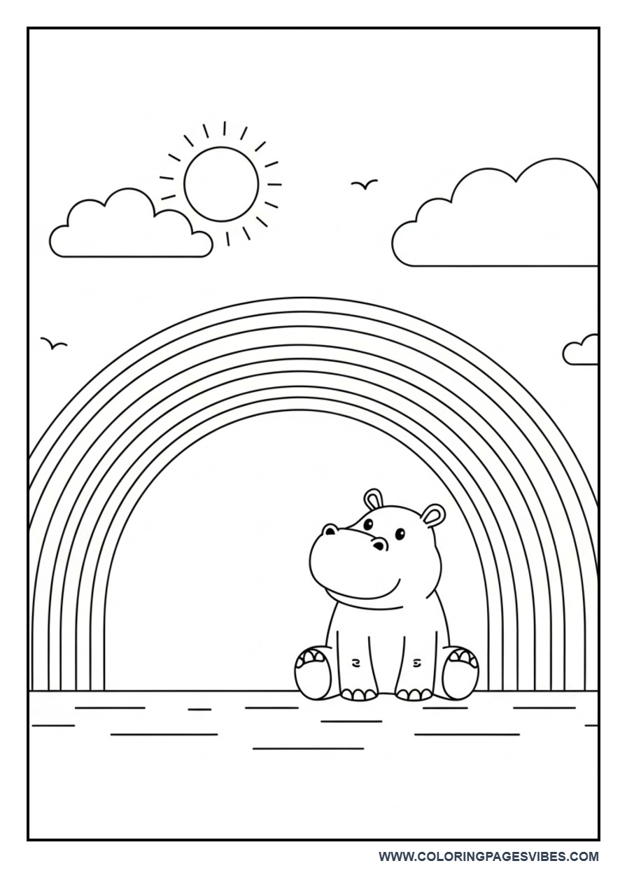 Hippo Watching a Rainbow