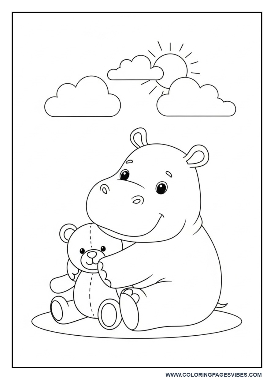 Hippo with a Teddy Bear