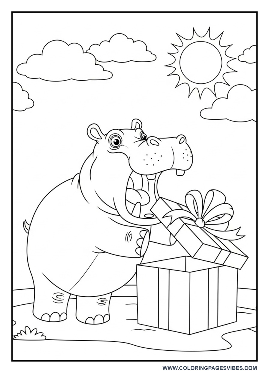Hippo with Big Gift Surprise
