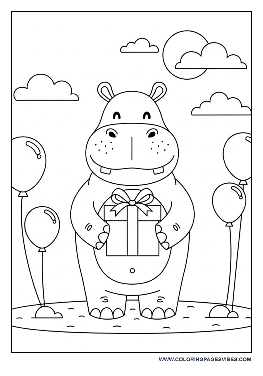 Hippo with Gift Box