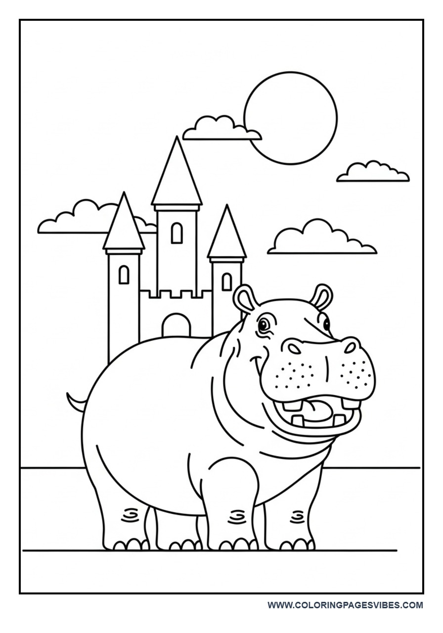 Hippo with Simple Castle
