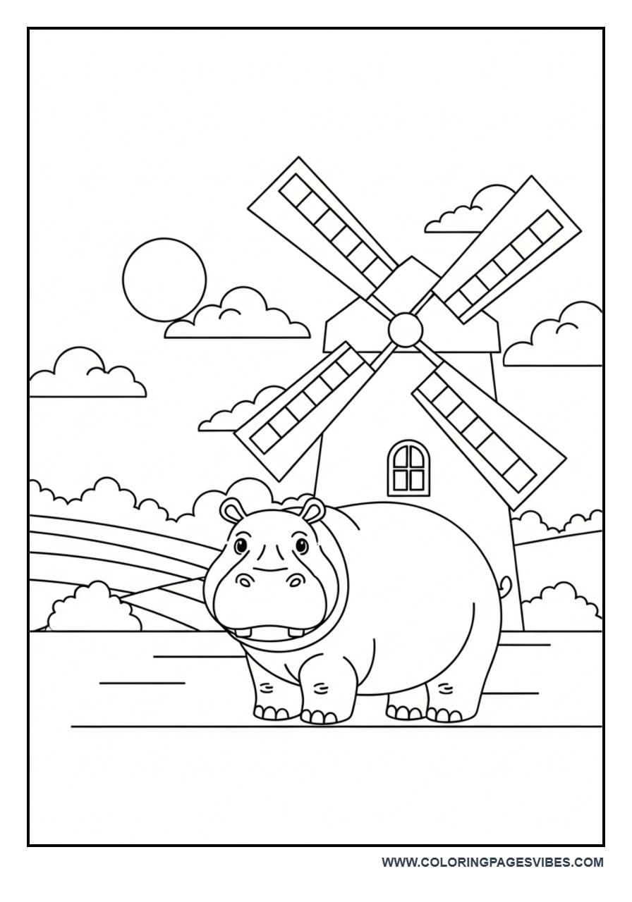 Hippo with Simple Windmill