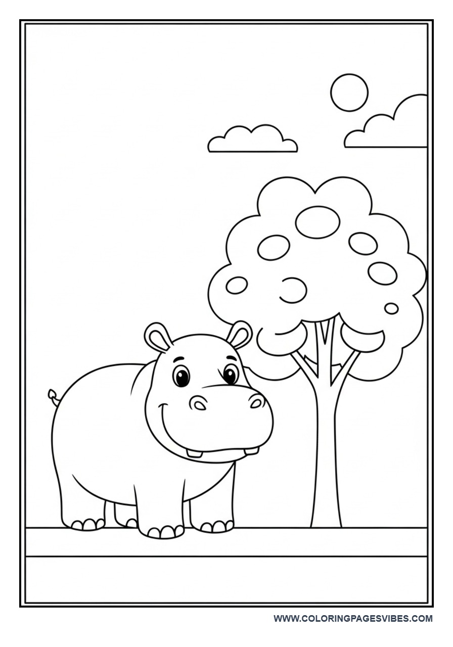 Hippo with Tree