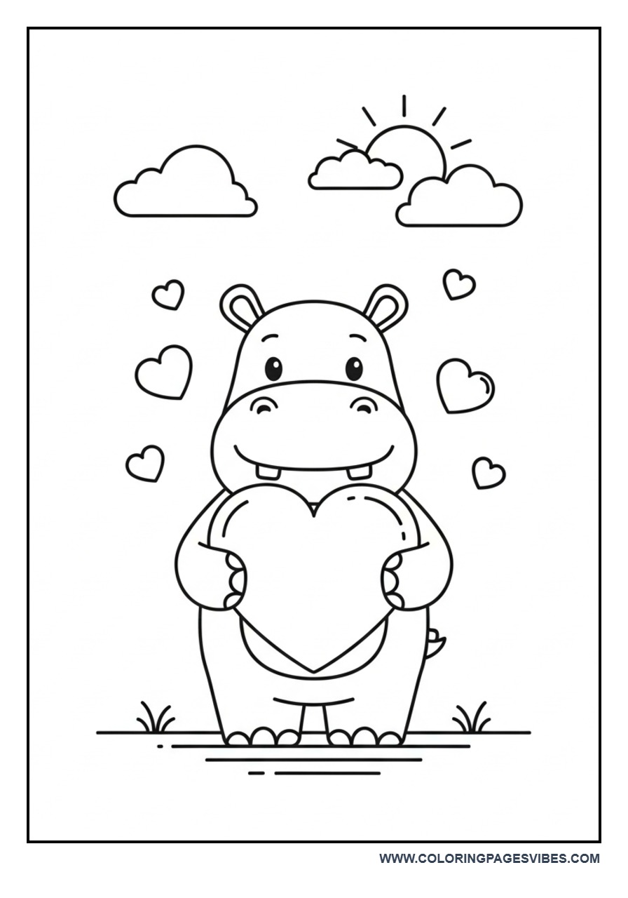 Valentine Hippo with Heart