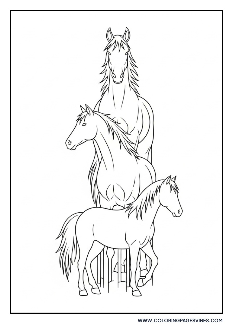 Group of Three Horses