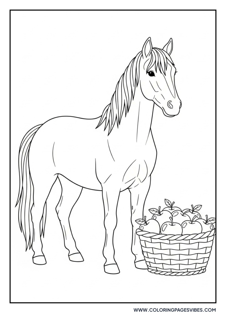Horse and Apple Basket
