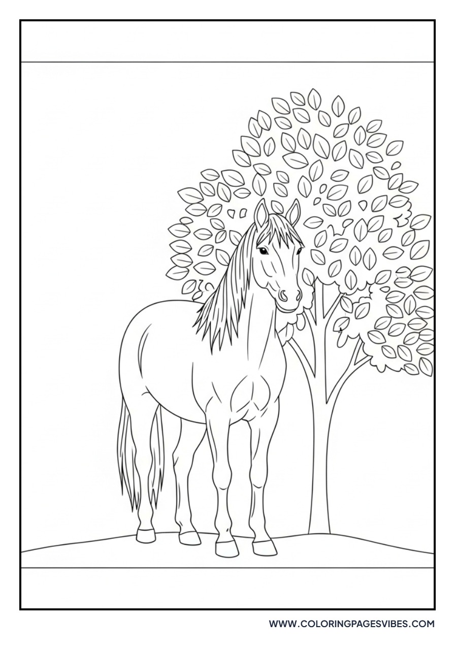 Horse near a Tree