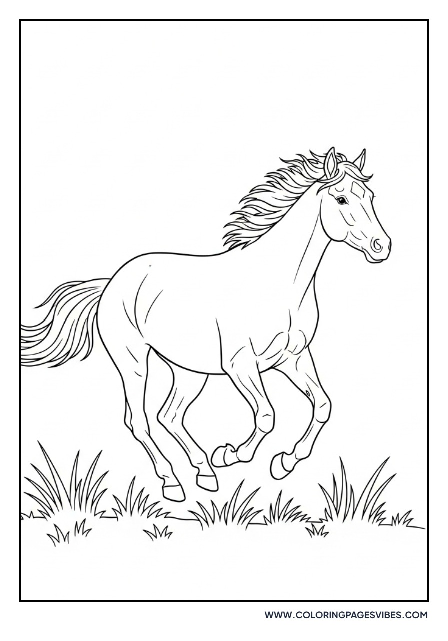 Horse Running Thru Grass