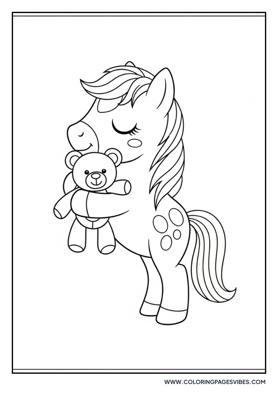 Pony Hugging a Toy