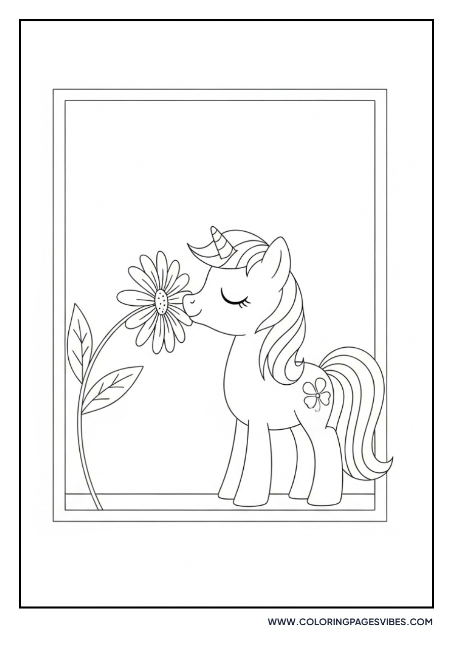 Pony Near a Flower