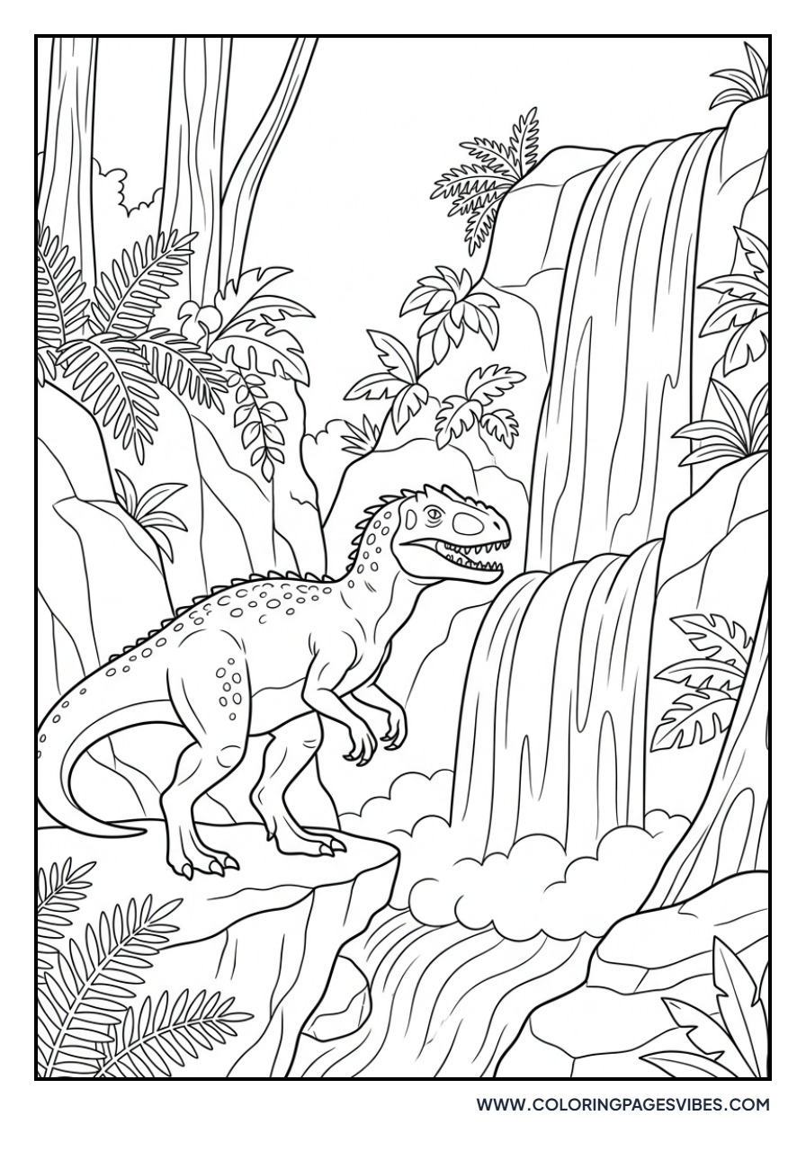 Indominus Rex Roaring at Waterfall
