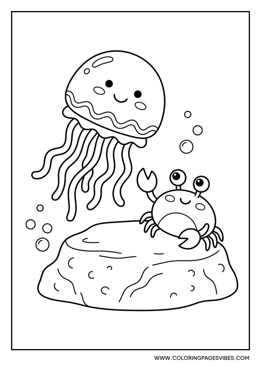 Jellyfish and a Friendly Crab