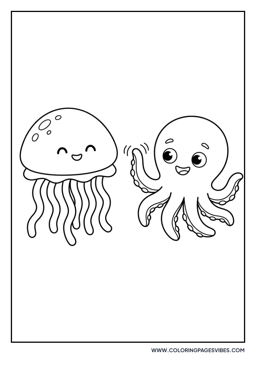 Jellyfish and a Friendly Octopus