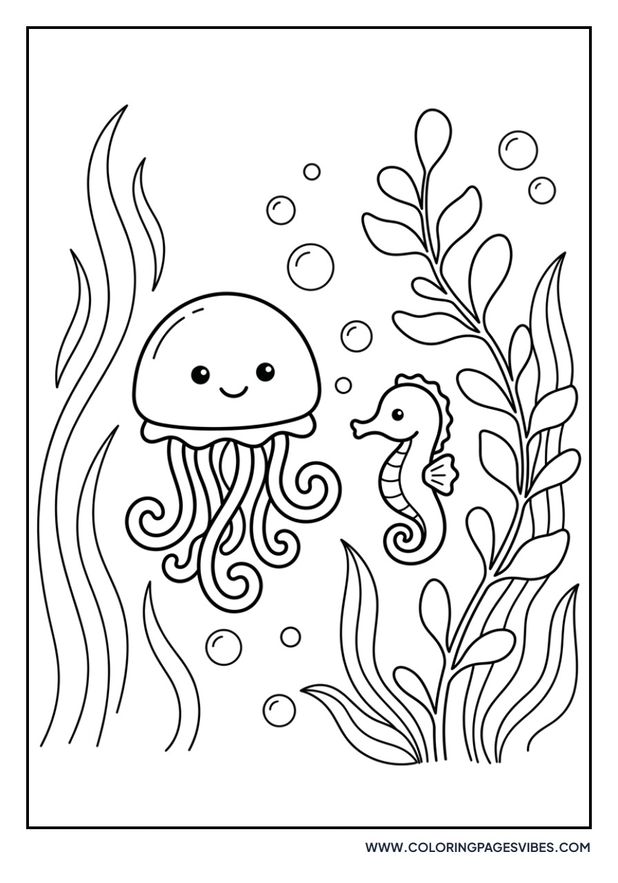 Jellyfish and a Seahorse