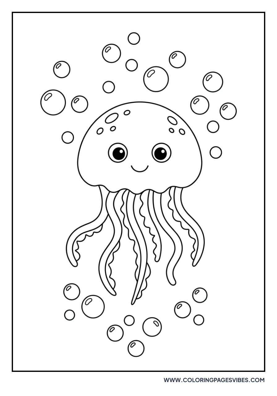 Jellyfish Floating in Bubbles