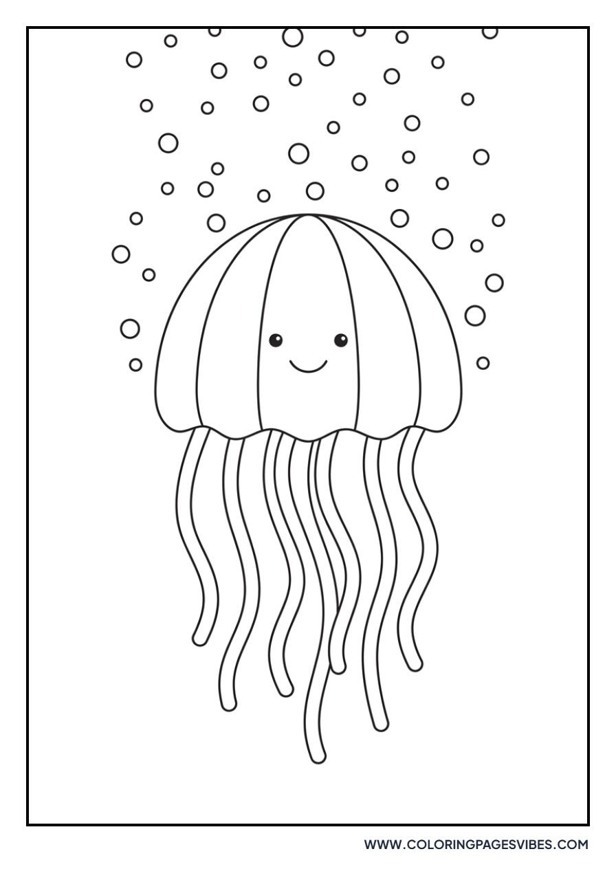 Jellyfish under a Rain of Bubbles
