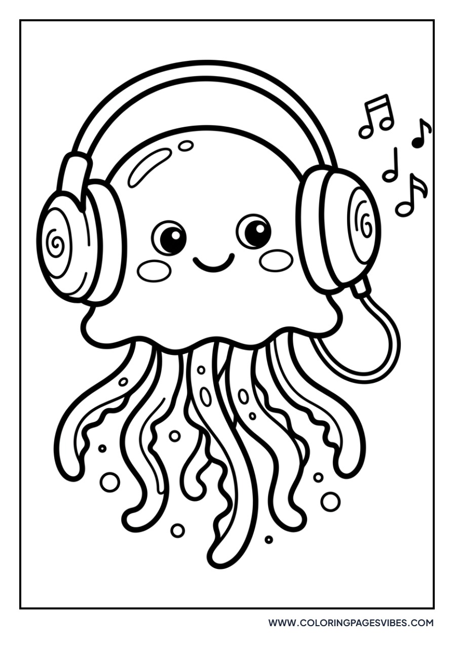 Jellyfish Wearing Headphones