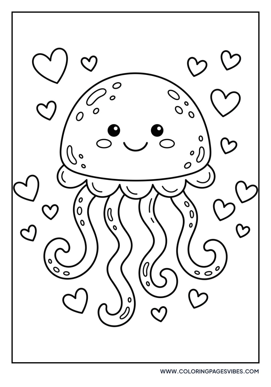 Smiling Jellyfish with Hearts