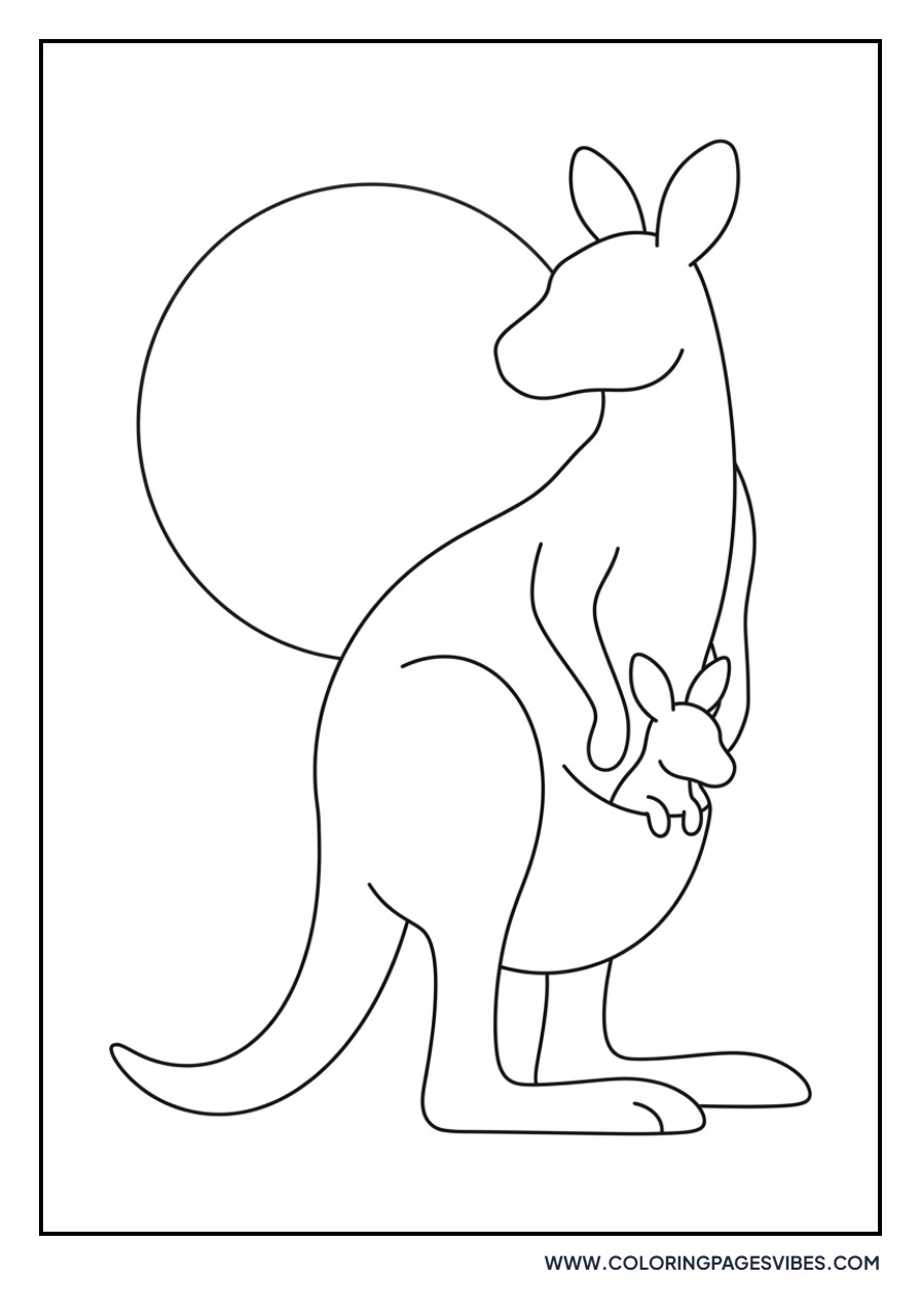 Kangaroo and Joey at Sunset