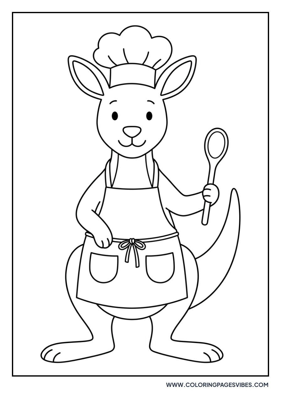 Kangaroo Chef with Hat