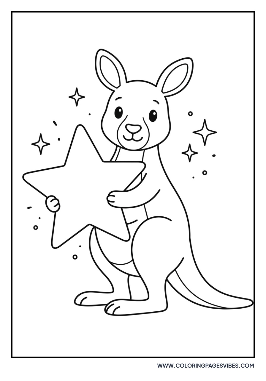 Kangaroo Holding a Star