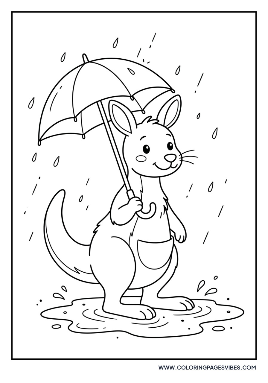 Kangaroo Holding an Umbrella