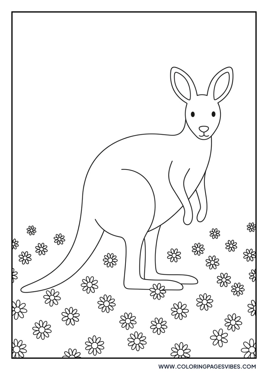 Kangaroo in a Field of Daisies