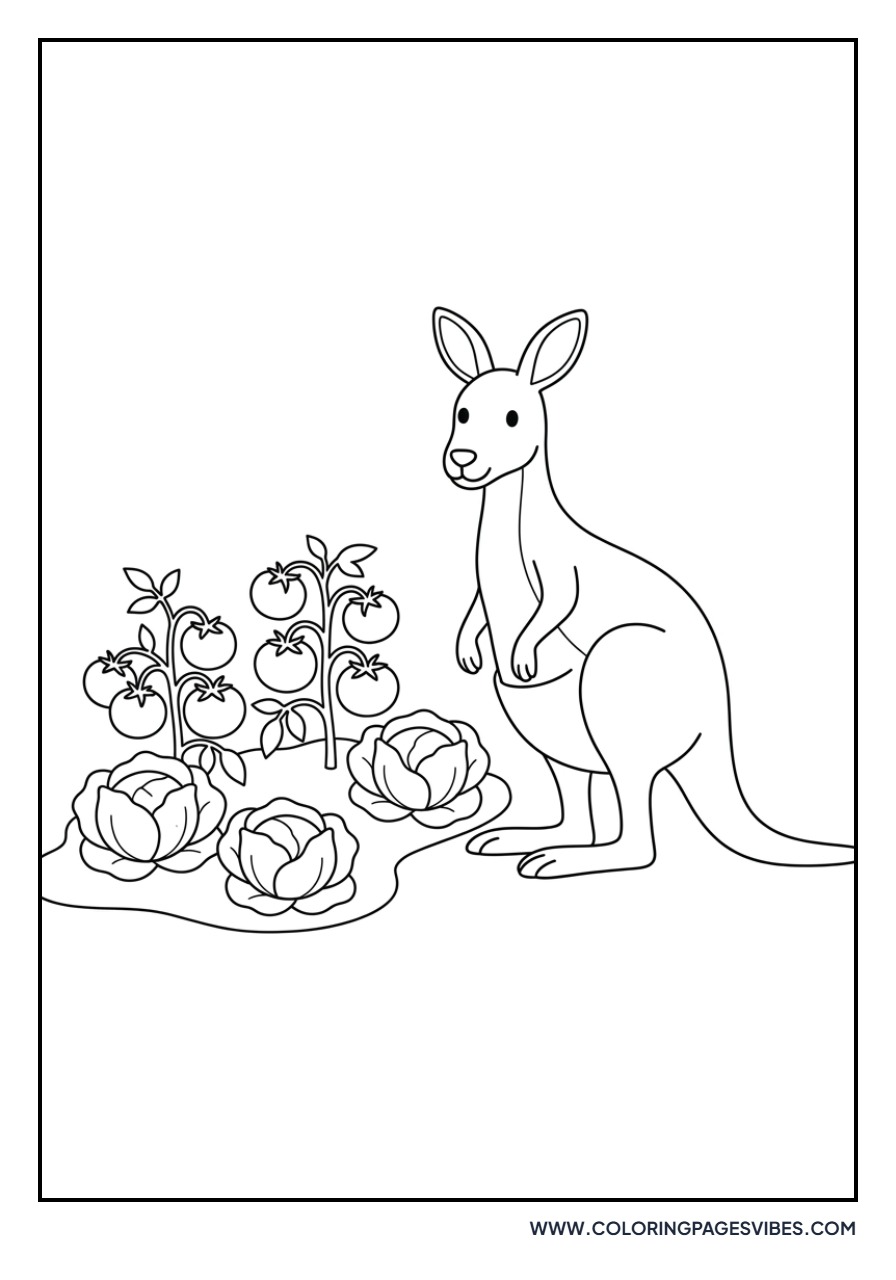 Kangaroo in a Vegetable Garden
