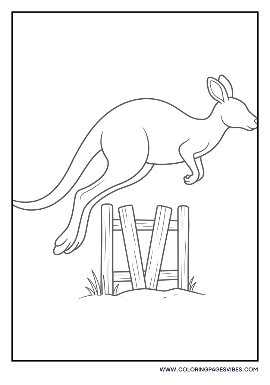 Kangaroo Jumping Over a Fence