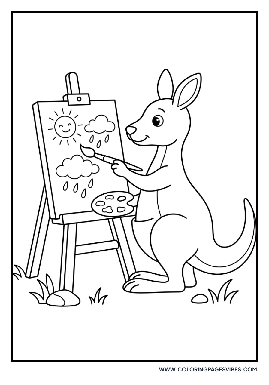 Kangaroo Painting a Canvas