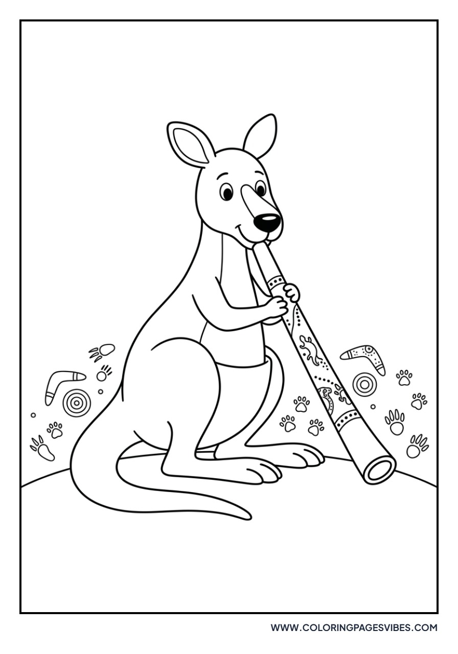 Kangaroo Playing a Didgeridoo
