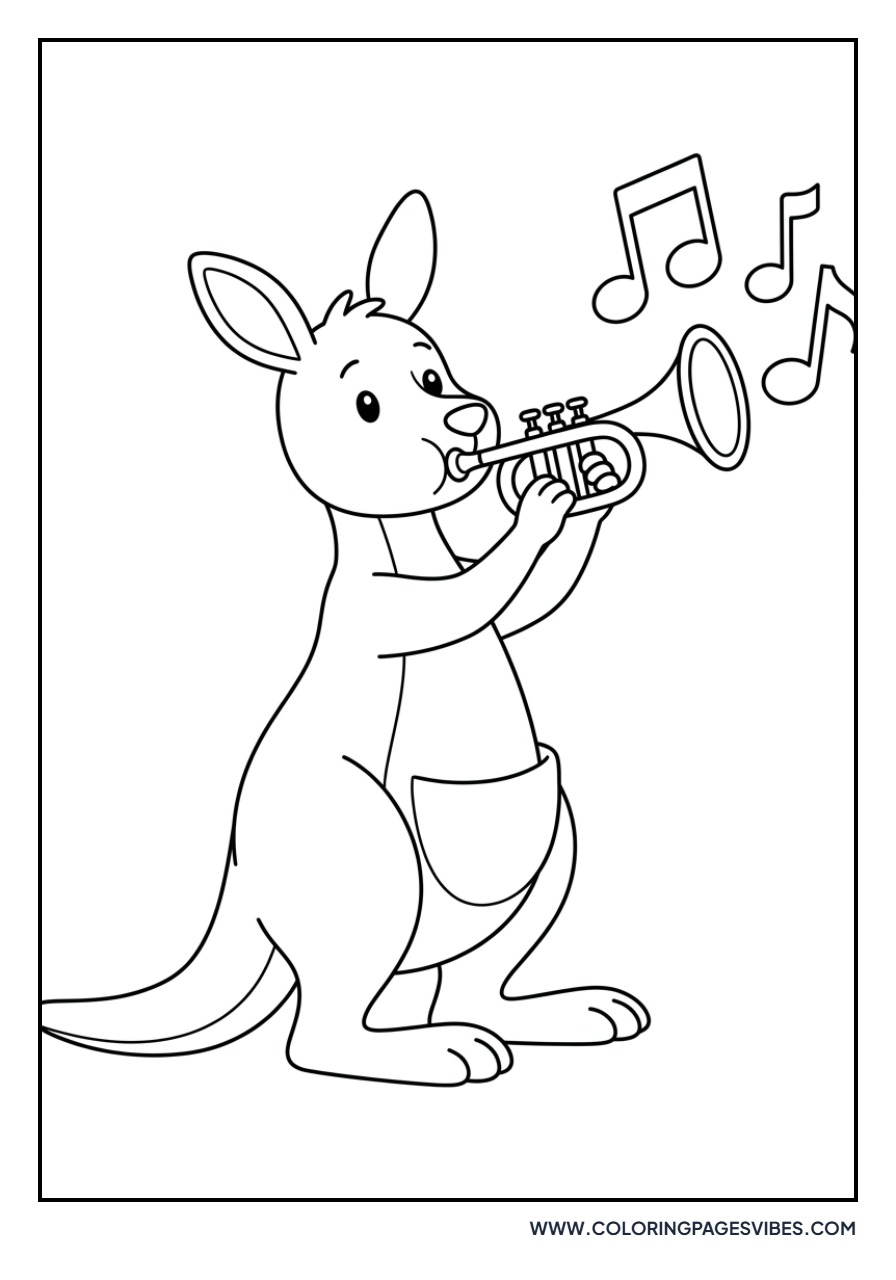 Kangaroo Playing a Trumpet